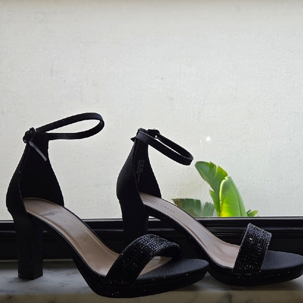 Black Stiletto Heels with Ankle Straps